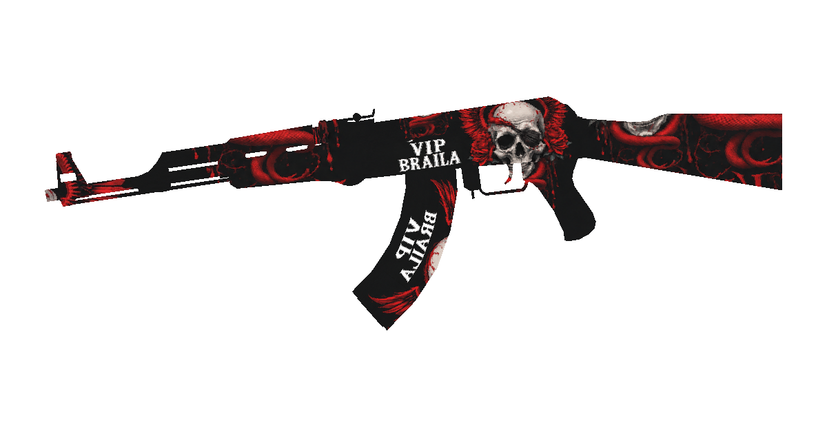Model AK-47 VIP BR roșu și negru cu craniu